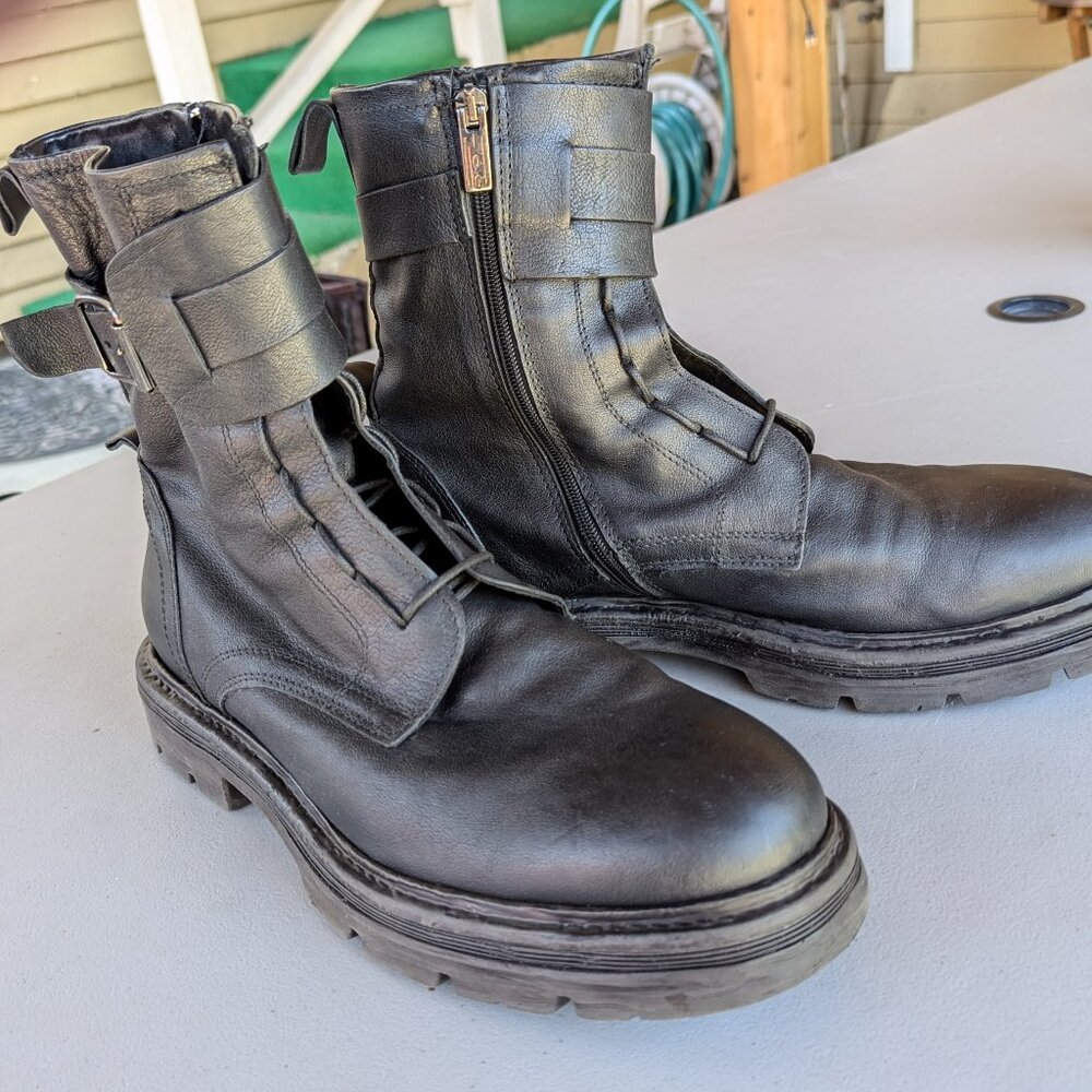Men's Rugged Black Italian Leather Boots